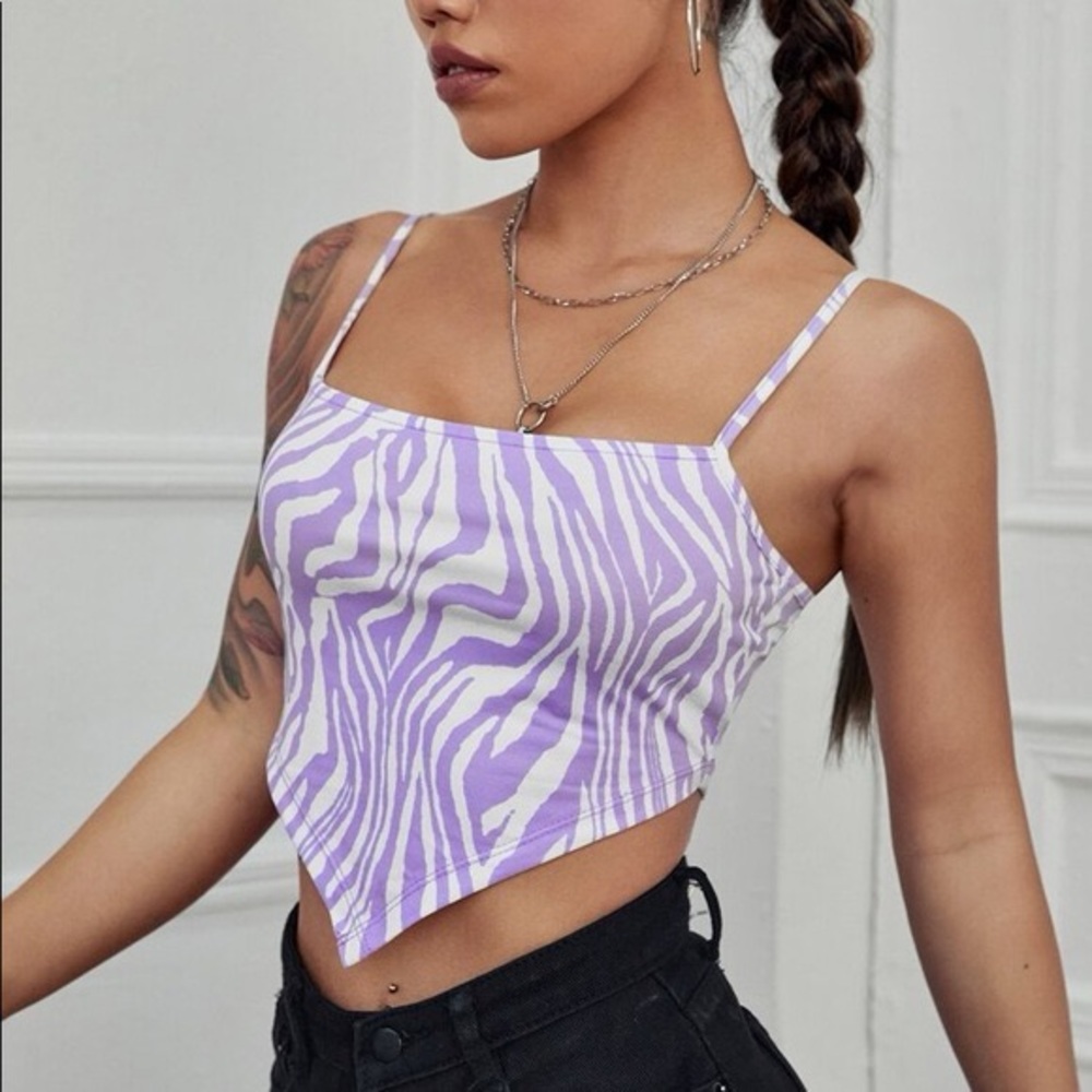 SHEIN EZwear Zebra Striped Bandana Hem Cami Top size XS
